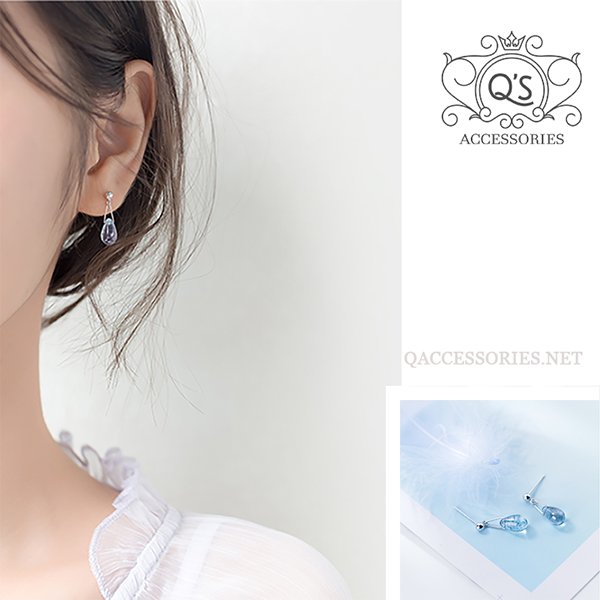 DEWDROP Khuyên tai bạc đá lưu ly S925