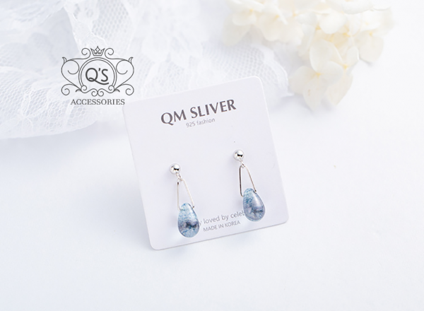 DEWDROP Khuyên tai bạc đá lưu ly S925