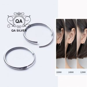 Khuyên tai bạc tròn nam nữ khoen vòng trơn có chốt lẫy S925 BASIC Silver Earrings QA SILVER EA170401