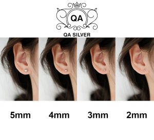 Bông tai bạc 925 bi nụ tròn khuyên nam nữ trơn tối giản S925 BASIC QA SILVER Earrings EA170508