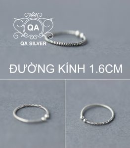 Nhẫn bạc thái xoắn nam nữ trơn bi tối giản S925 TWIST Silver Ring QA Silver RI180304