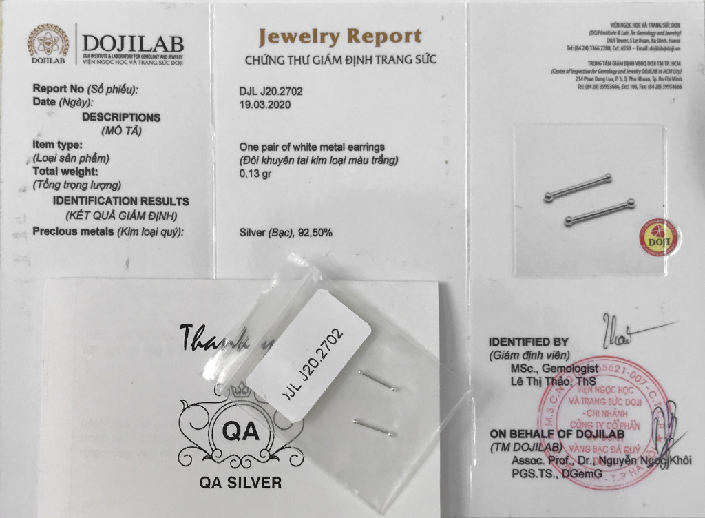 Khuyên tai bạc giữ lỗ hai đầu bi tròn bông tai nam nữ S925 BASIC Silver Earrings QA SILVER EA190702