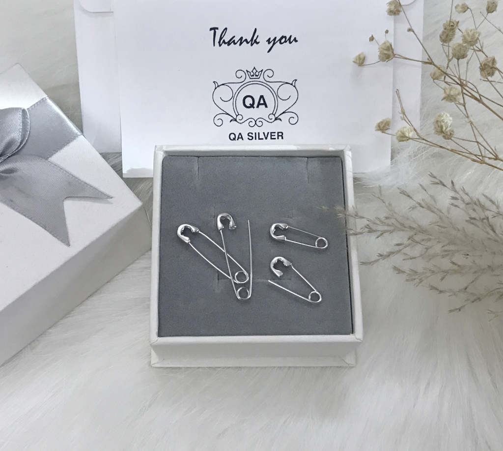 Khuyên tai bạc 925 ghim băng bông kim xỏ nam nữ S925 PIN Silver Earrings QA SILVER EA190701