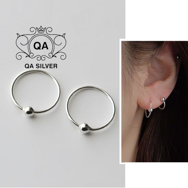 Khuyên tai bạc bi tròn vòng khoen vành đeo mũi môi bông tai nam kẹp vành S925 MINIMAL Silver Earrings QA SILVER EA190910