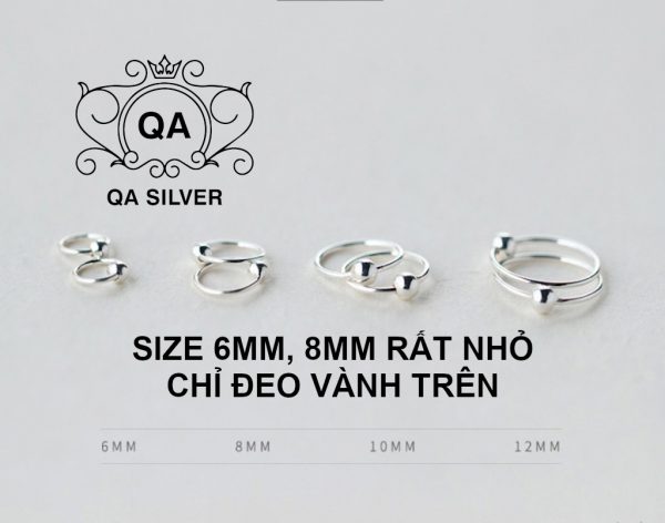 Khuyên tai bạc bi tròn vòng khoen vành đeo mũi môi bông tai nam kẹp vành S925 MINIMAL Silver Earrings QA SILVER EA190910