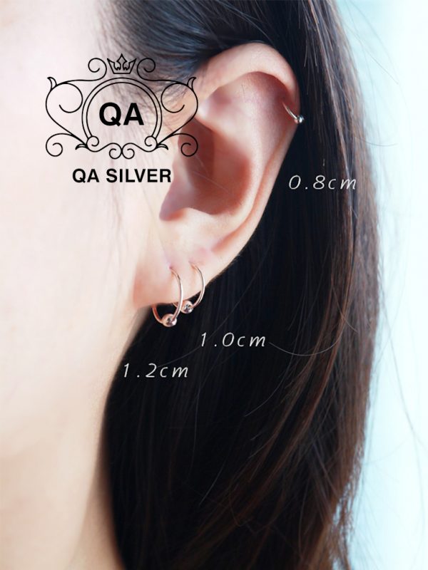 Khuyên tai bạc bi tròn vòng khoen vành đeo mũi môi bông tai nam kẹp vành S925 MINIMAL Silver Earrings QA SILVER EA190910