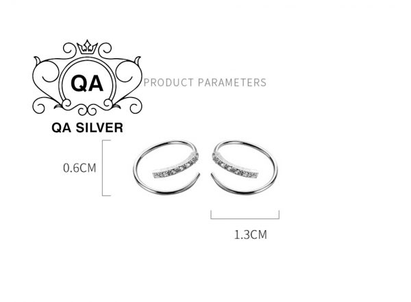 Khuyên tai bạc 925 xoắn ốc khảm đá kẹp vành bông cuộn tròn S925 HELIX QA SILVER Earrings EA190901