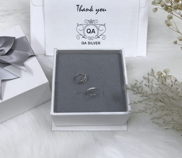 Khuyên tai bạc 925 xoắn ốc khảm đá kẹp vành bông cuộn tròn S925 HELIX QA SILVER Earrings EA190901