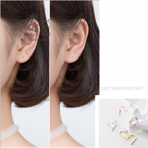 GEOMETRIC Khuyên tai bạc hình học kẹp vành S925