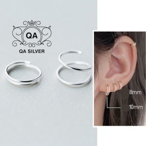 Khuyên tai bạc 925 xoắn lò xo kẹp vành bông nam nữ cuộn tối giản S925 MINIMAL Silver Earrings QA SILVER EA190911