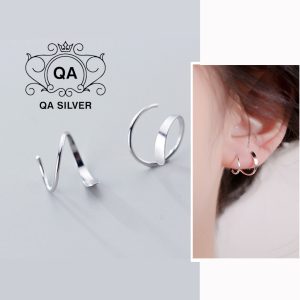Khuyên tai bạc 925 nữ xoắn bông cuộn tròn kẹp vành tối giản S925 HELIX QA SILVER Earrings EA191108