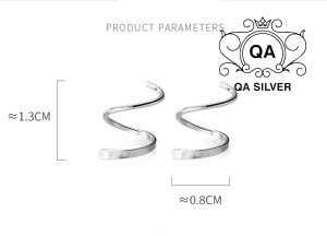 Khuyên tai bạc 925 nữ xoắn bông cuộn tròn kẹp vành tối giản S925 HELIX QA SILVER Earrings EA191108