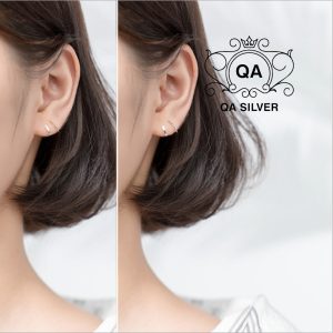 Khuyên tai bạc 925 nữ xoắn bông cuộn tròn kẹp vành tối giản S925 HELIX QA SILVER Earrings EA191108