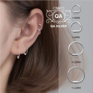 WIRE Khuyên tai bạc khoen vành lò xo