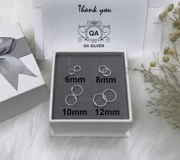 Khuyên tai bạc khoen vành lò xo bông tai bạc tròn vòng cuộn S925 WIRE Silver Earrings QA SILVER EA200403