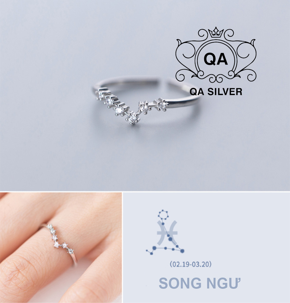 Nhẫn bạc 925 đính đá 12 cung hoàng đạo nam nữ chòm sao S925 HOROSCOPE ZODIAC Ring QA SILVER RI200401