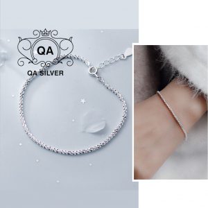 Vòng tay bạc 925 xù lắc nữ sequin kim tuyến S925 TWIST Silver Bracelet QA SILVER BR190702