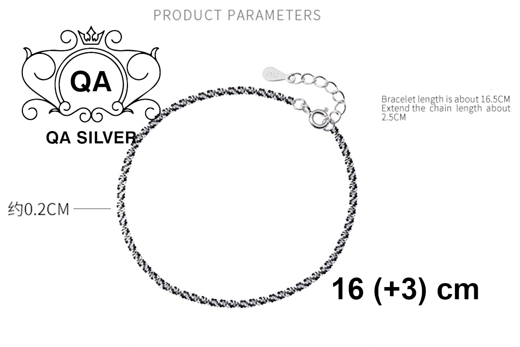 Vòng tay bạc 925 xù lắc nữ sequin kim tuyến S925 TWIST Silver Bracelet QA SILVER BR190702