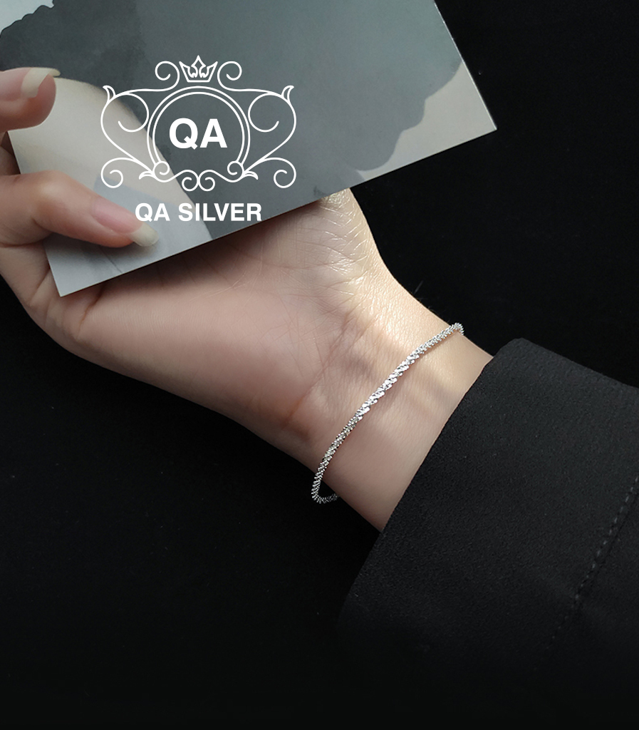 Vòng tay bạc 925 xù lắc nữ sequin kim tuyến S925 TWIST Silver Bracelet QA SILVER BR190702