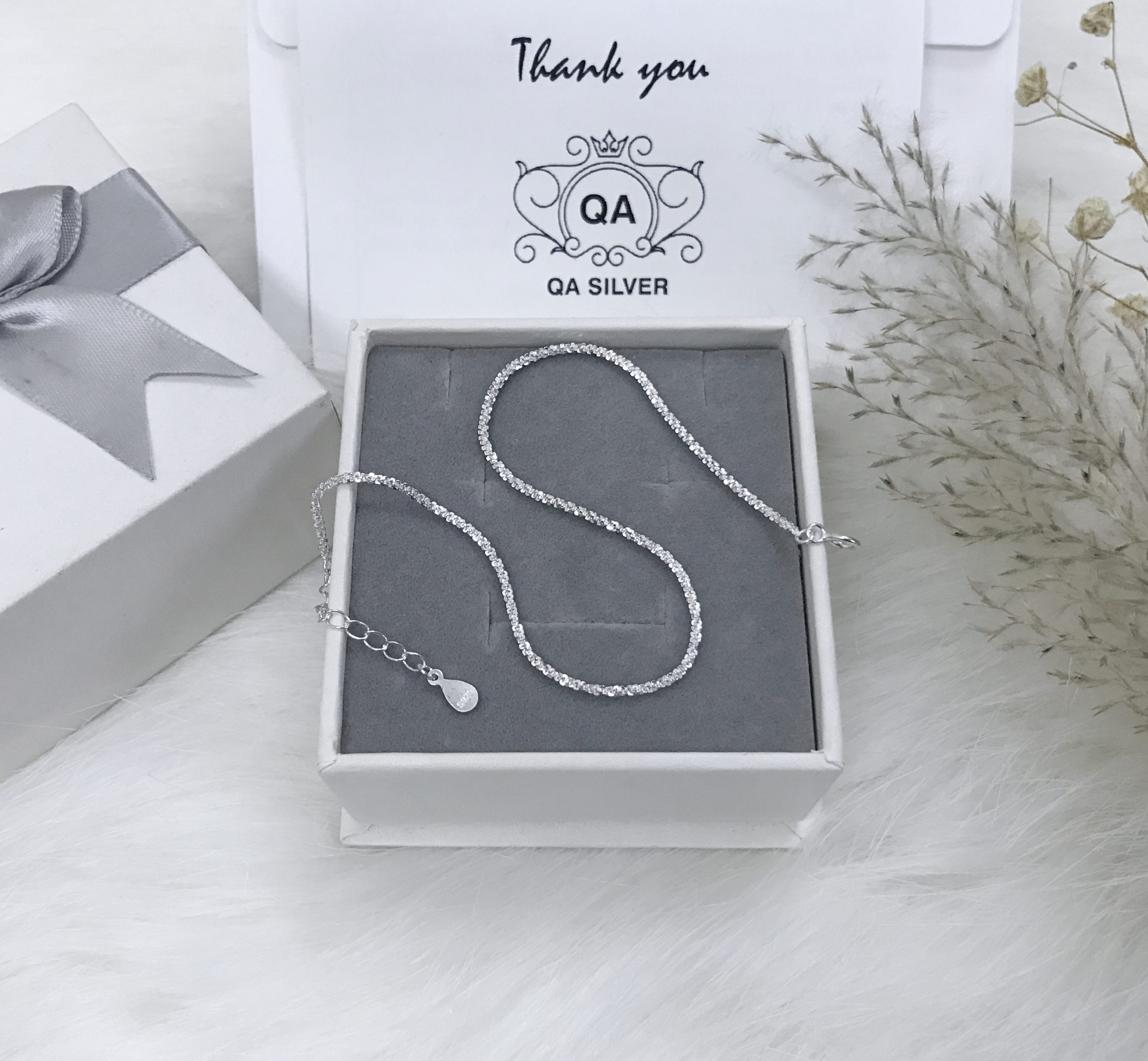 Vòng tay bạc 925 xù lắc nữ sequin kim tuyến S925 TWIST Silver Bracelet QA SILVER BR190702