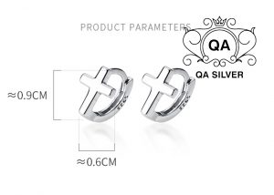 Khuyên tai bạc nam chữ thập tự bông tai thánh giá chốt lẫy S925 CROSS QA SILVER Earrings EA200602
