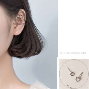 TINY Frontal HOOP Khuyên tai bạc vòng bi bạc S925