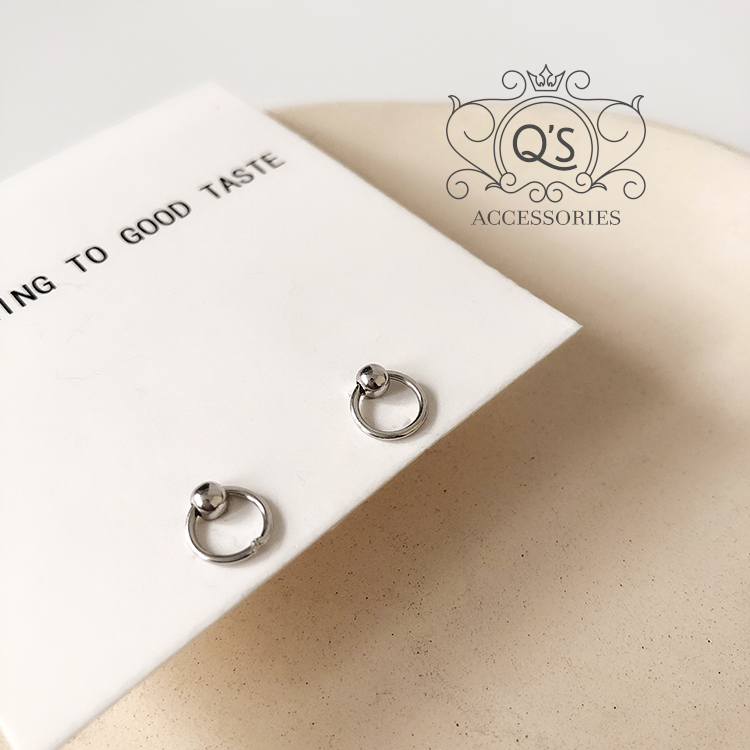 TINY Frontal HOOP Khuyên tai bạc vòng bi bạc S925