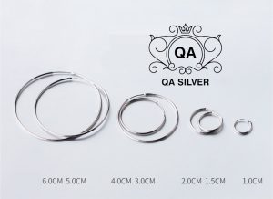 HOOP Khuyên tai bạc tròn bản to bông bạc nữ trơn big size chốt lẫy S925