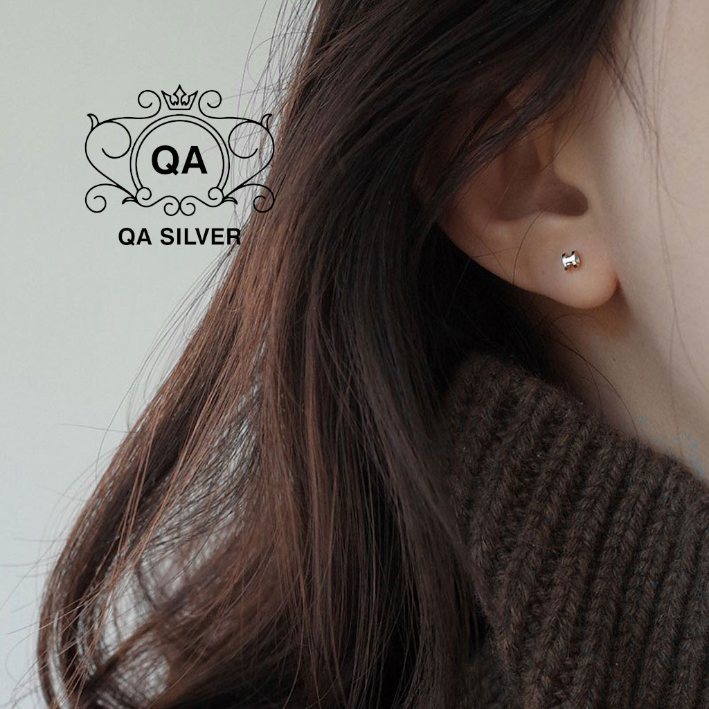 Khuyên tai bạc 925 chữ cái H đính đá bông nam nữ nhỏ S925 LETTER Silver Earrings QA SILVER EA211003