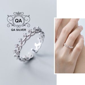Nhẫn bạc vương miện đính đá nữ S925 CROWN Silver Ring QA SILVER RI200302